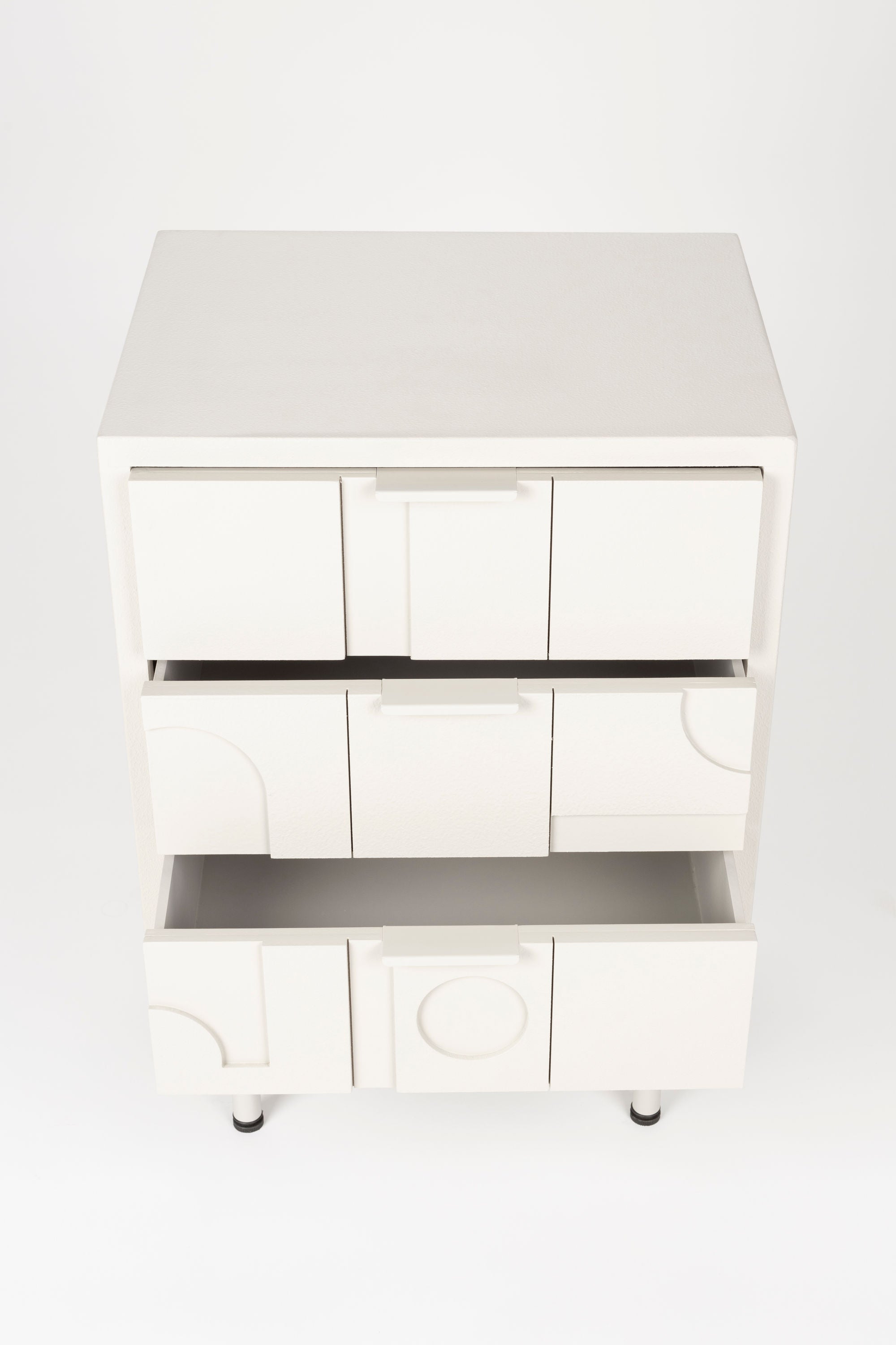 Funk Geometric Off White Bedside Table | 3 Drawers